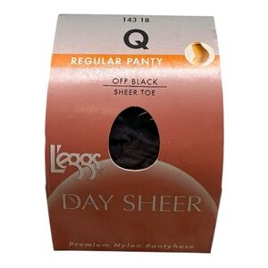 2002 L’eggs Day Sheer Pantyhose Regular Panty Sheer Toe Off Black Q 14318 Nylon